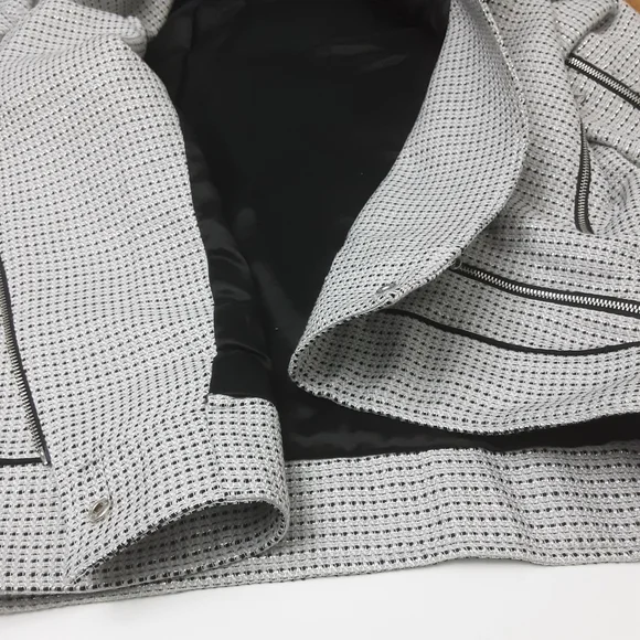 NWT Badgley Mischka Tweed Moto Jacket Grey Multi  Large - Picture 13 of 15